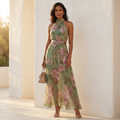 AURORA | Elegante Vestido Largo Floral  que Favorece la Silueta