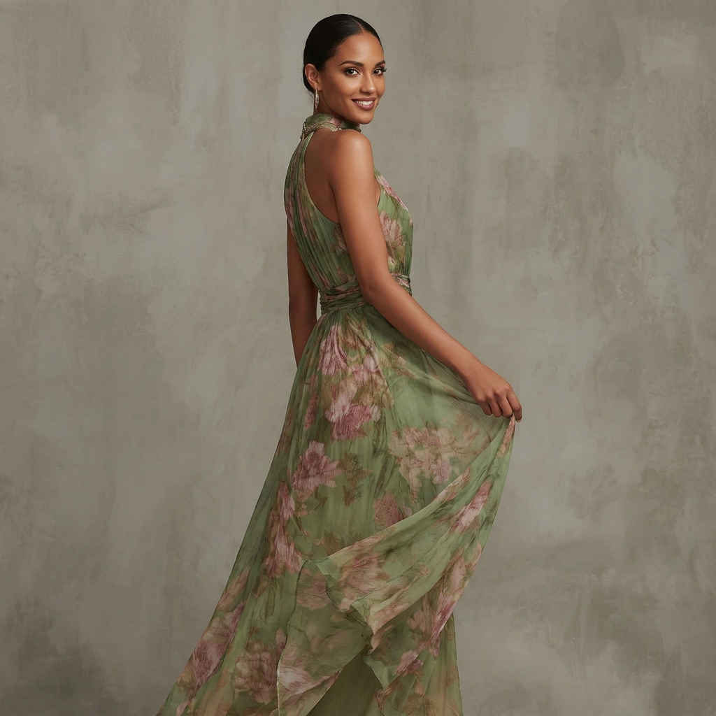 AURORA | Elegante Vestido Largo Floral  que Favorece la Silueta